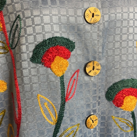 ALEX KIN- EMBROIDERED FLORAL BLAZER OR COAT SIZE LARGE RETRO STYLE - VINTAGE - Picture 4 of 14